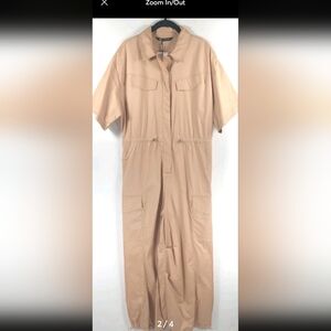 NWT ZARA Shirt-Style CARGO Full Length Oversized Jumpsuit MEDIUM